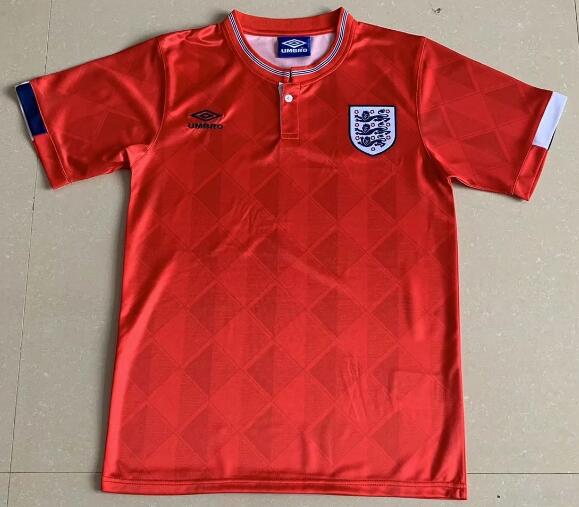 1989 England Retro Away Red Soccer Jersey Shirt